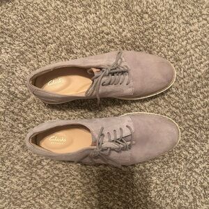Clarks Women's Taupe Suede Oxfords